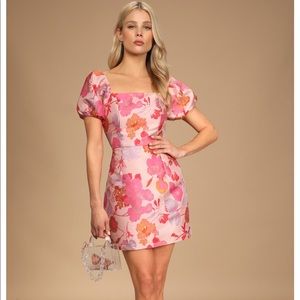 NWT Pink-Orange Jacquard Lulus Dress